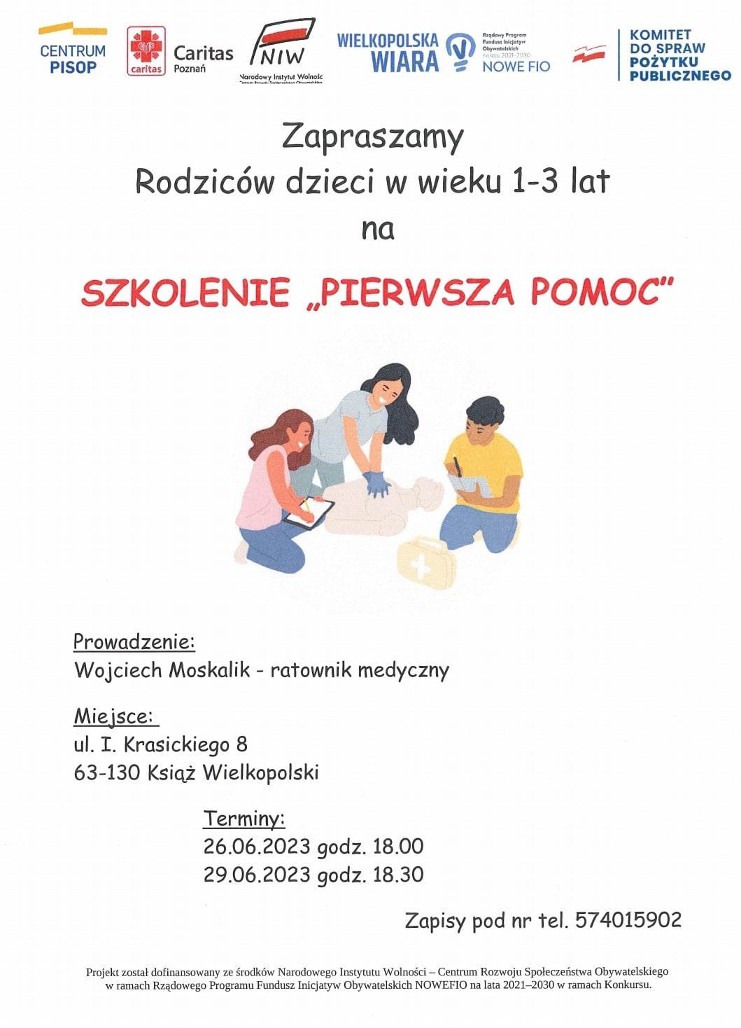 2023.06.13 Zaproszenie na szkolenie z pierwszej pomocy